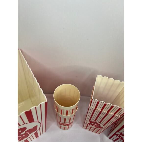 Vintage Dayton Hudson 6 Piece Popcorn Party Set Box Plastic Buckets Cups 1989 - Picture 7 of 9